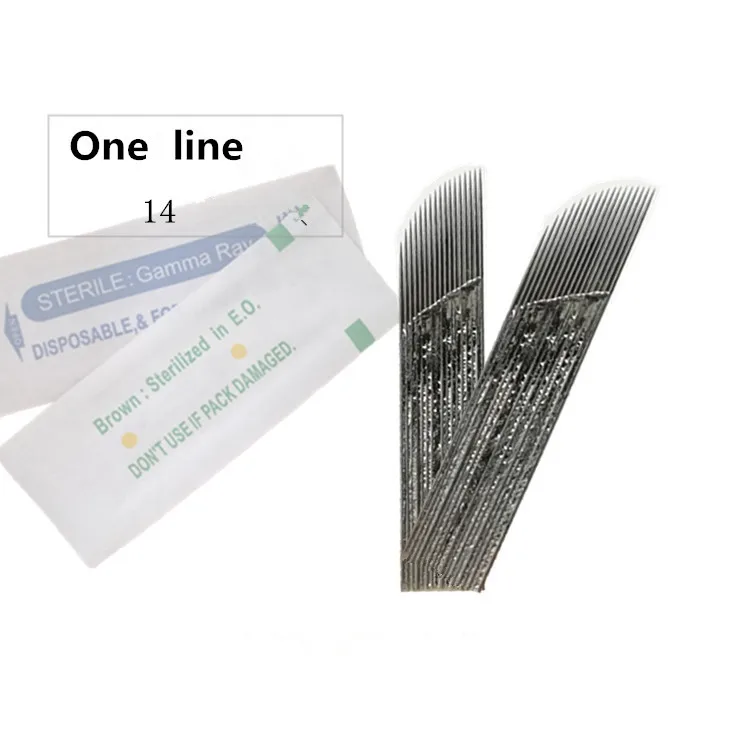 14 PIN One Line большой кривой Перманентный Макияж игла для нанесения татуировки микроблейдинг иглы татуировки для 3d бровей татуировки одна линия 14 PIN