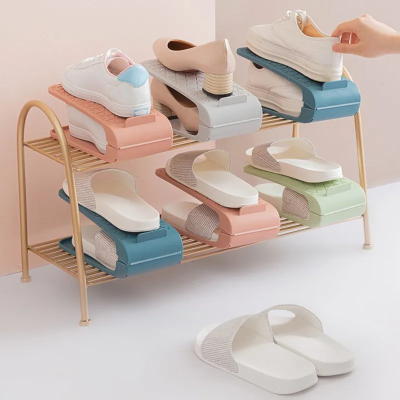 

New Durable Adjustable Shoe Organizer Footwear Support Slot Space Saving Cabinet Closet Stand Shoes Storage Rack Shoebox