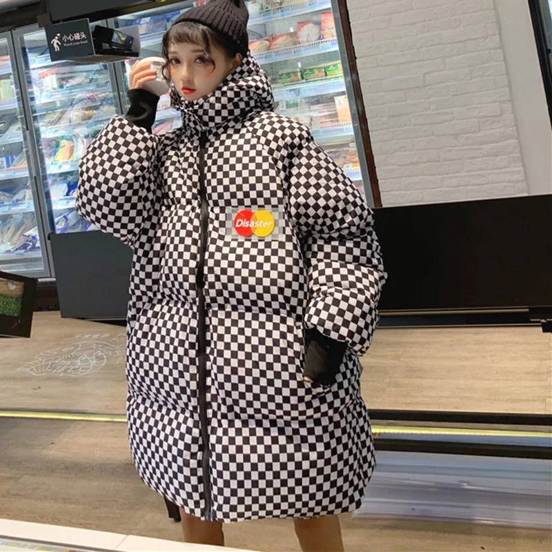 Зимняя хлопковая парка Harajuku BF, съемная свободная стеганая Длинная зимняя куртка с капюшоном, женская уличная зимняя куртка для женщин - Цвет: Черный