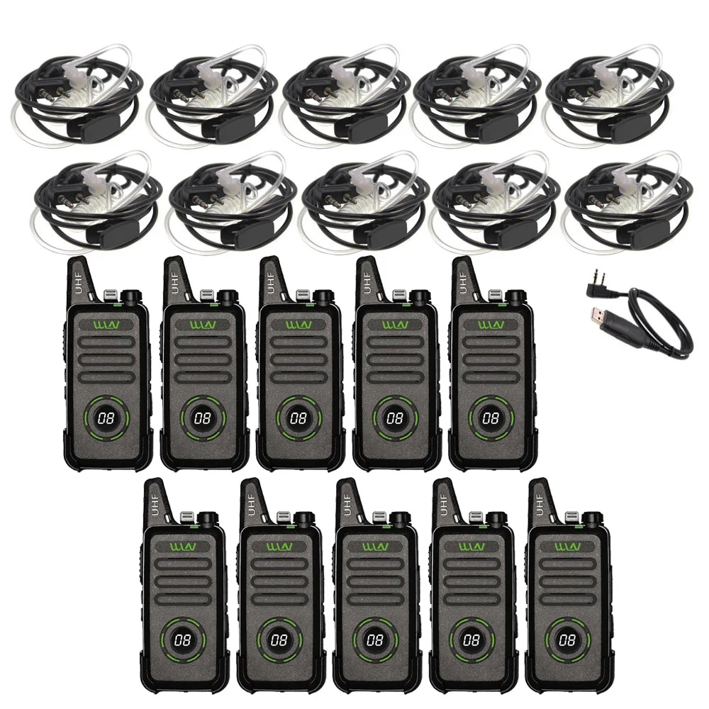 Add earpiece 10 шт. WLN KD-C1 Plus UHF мини Портативная рация с скремблером FM трансивер KD-C1 плюс двухстороннее радио Ham коммуникатор - Цвет: Add earpiece