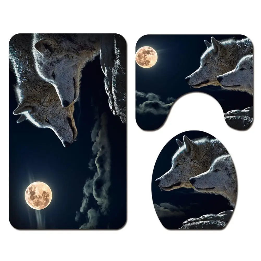 HobbyLane 4 шт./компл. животных серии печати Душ Шторы+ коврик+ сиденье для унитаза крышка+ подставка для ног набор