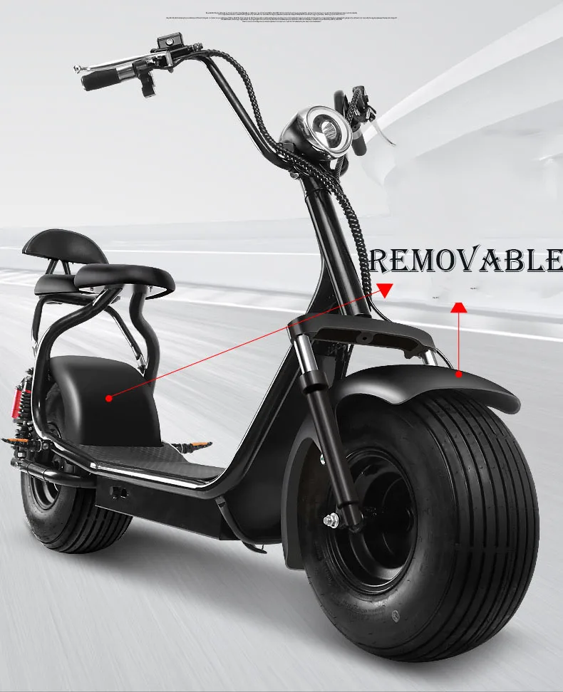 Citycoco Электрический скутер для взрослых 1200 Вт с толстыми покрышками 72V 20AH Scrooser по бездорожью с большими шинами два колеса 18*9,5 дюймов городской Электрический скутер