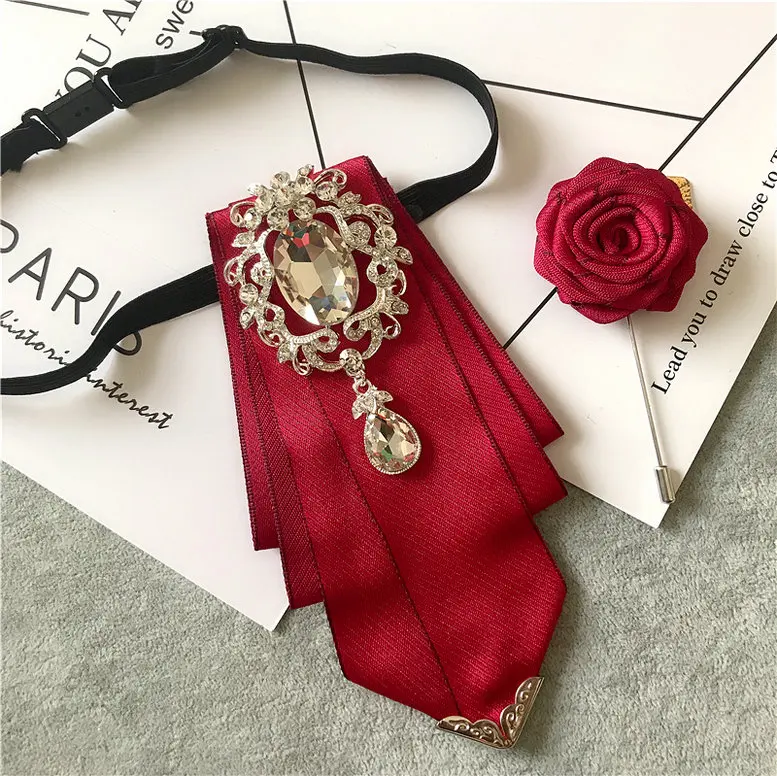 2pcs Bow Tie Set Для мужчин Для женщин бант из ленты галстук-платок с металлическим наконечником с фактурой цветок брошь на булавке комплект жениха для свадьбы и вечеринок вечерние с украшением в виде кристаллов галстук-бабочка стразы галстук-бабочка - Цвет: 2pcs Bow Tie Set