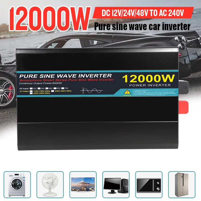 Inverter Di Energia Solare 12000W 10000W 8000W 12V 24V 48V A Ac 220V Convertitore Di Frequenza Di Tensione Del Trasformatore Inverter A Onda Sinusoida
