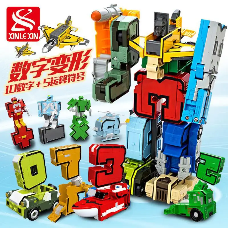 

With Numbers Deformation Blocks Jingang Robot Set 0-9 Assembled Jingang Combat Team CHILDREN'S Toy New Music New 2808