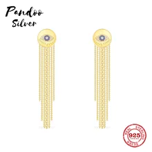 Pandoo модная подвеска Стерлинговое Серебро 1:1 копия, счастливый глаз с бахромой серьги Роскошные ювелирные изделия подарок для женщин