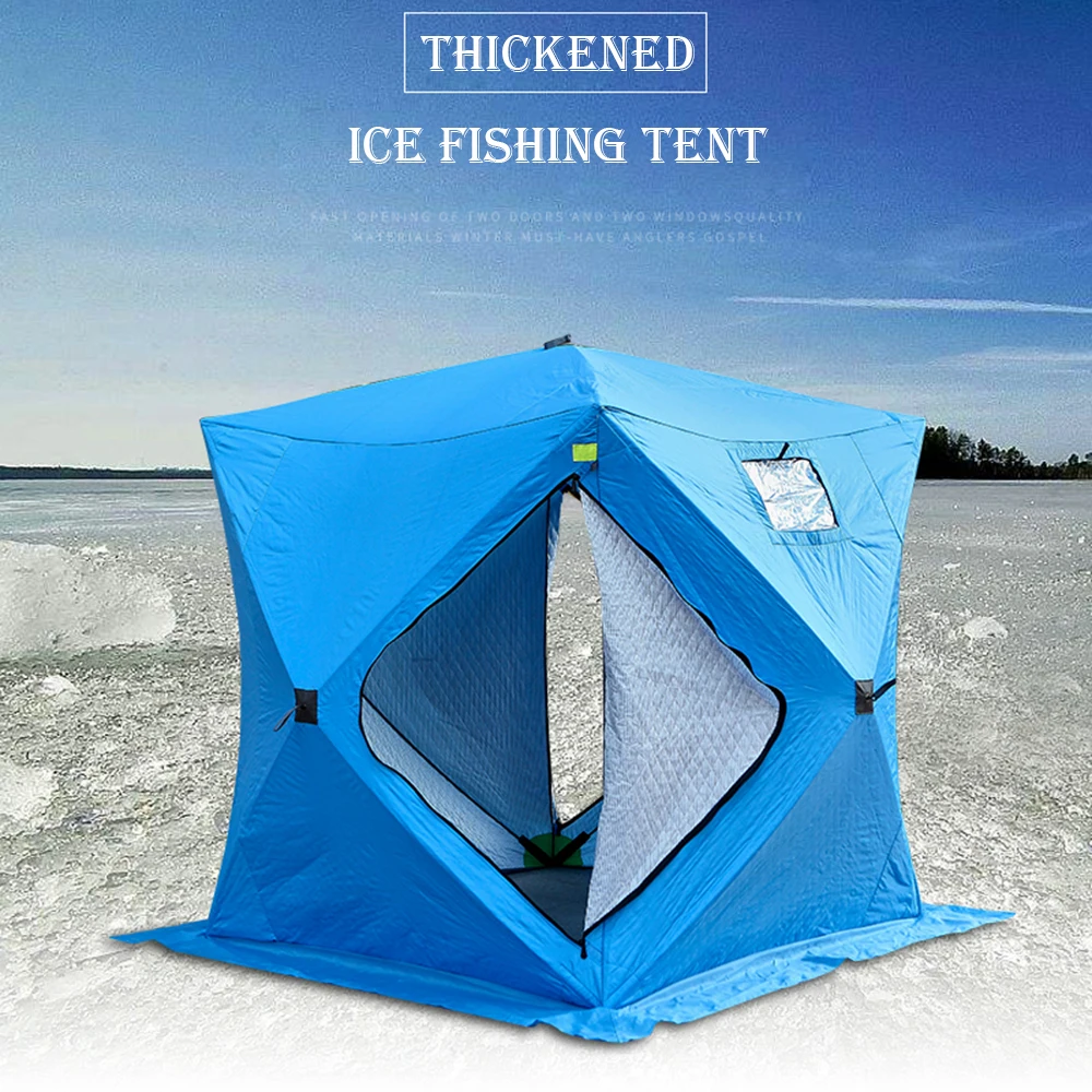 Зимняя ветрозащитная водонепроницаемая палатка для подледной рыбалки на 3-4 человека, водонепроницаемая термоизоляционная двухслойная зимняя палатка для подледной рыбалки