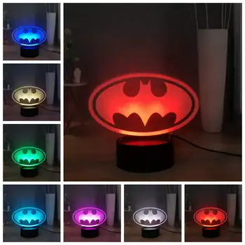 

Batman LED Bedside NIight Light Marvel Movie Comic Series USB Touch Multicolored 3D Visual Desk Lamp Creative Decor Holiday Gift