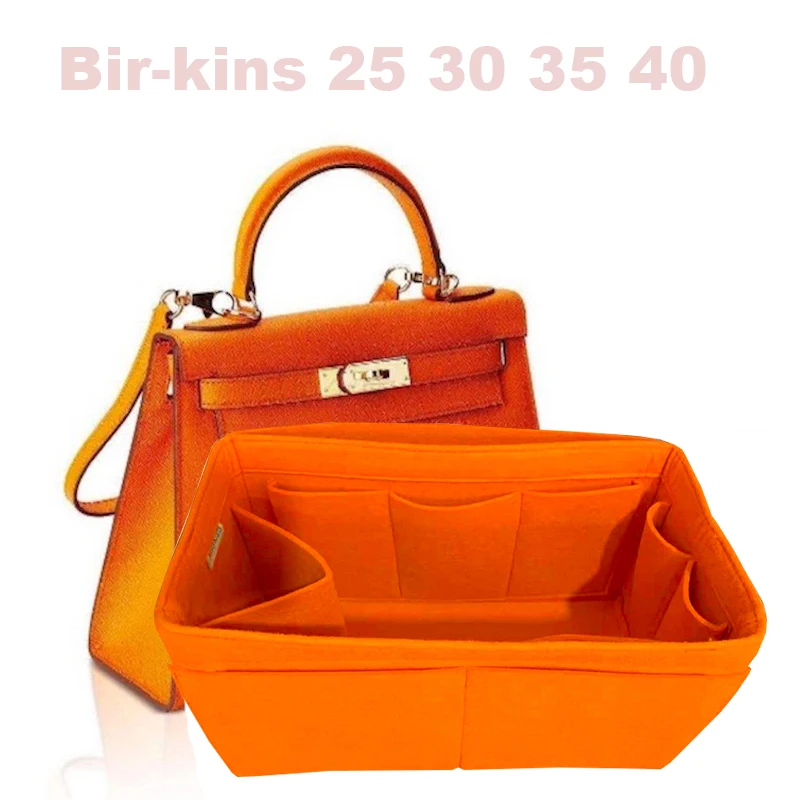 Online Se adapta a H PIR kins 25 30 35 40 Todo hecho a mano 3MM bolsas de inserción de fieltro organizador de maquillaje bolso de mano organizar forma de base cosmética portátil