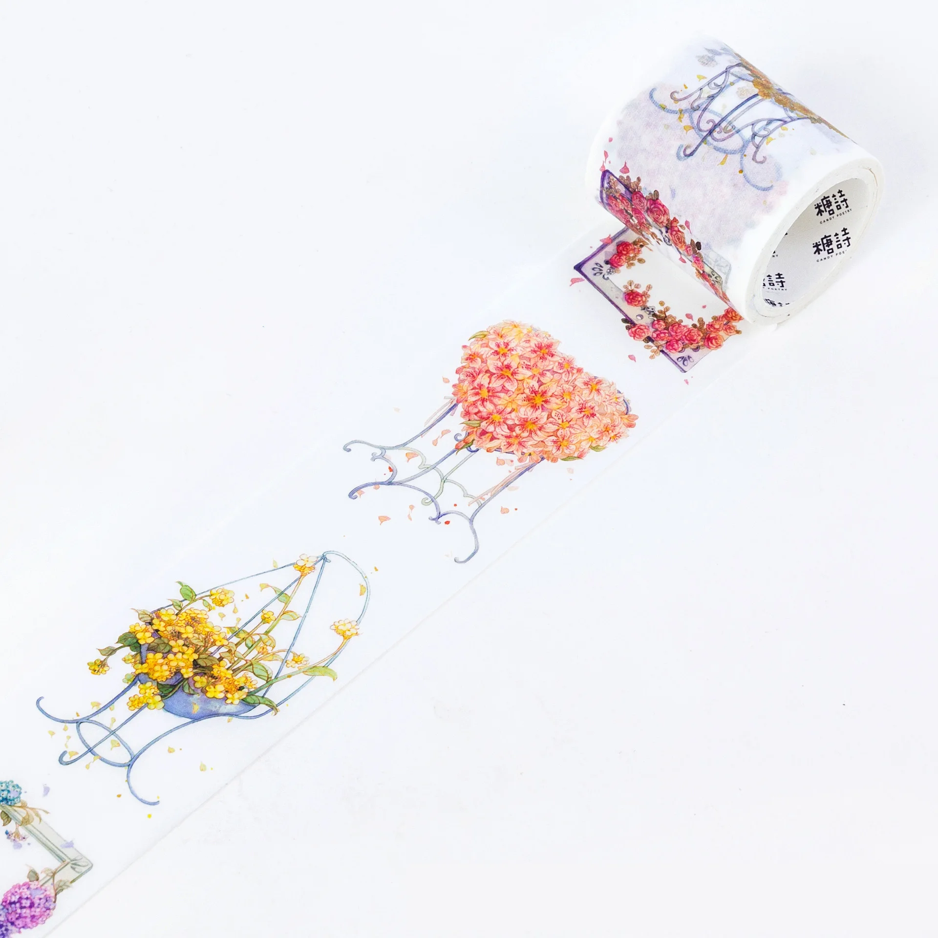 Cinta Washi de 4,5 CM x 5M Meet the Flowers, álbum de Cinta adhesiva decorativa artesanal, etiqueta adhesiva