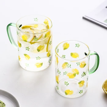 

Nordic Transparent Coffee Glass Cup Gold Handle Juice Mugs Creative Women Tea Cups Tasting Cute Verre A Eau Home Mugs AC50GC