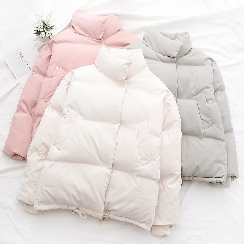 

Grm9688 Winter New Installation Hipster Simple Solid Color Stand Collar Thick Waist Hugging Short down Coat Students Cotton-padd