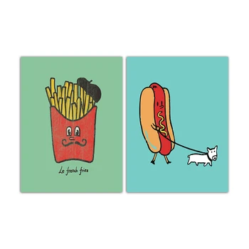 

French Chips Hot Dog Rolls Food Posters and Prints Canvas Decorative Paintings Home Shop Wall Art for Dining Room