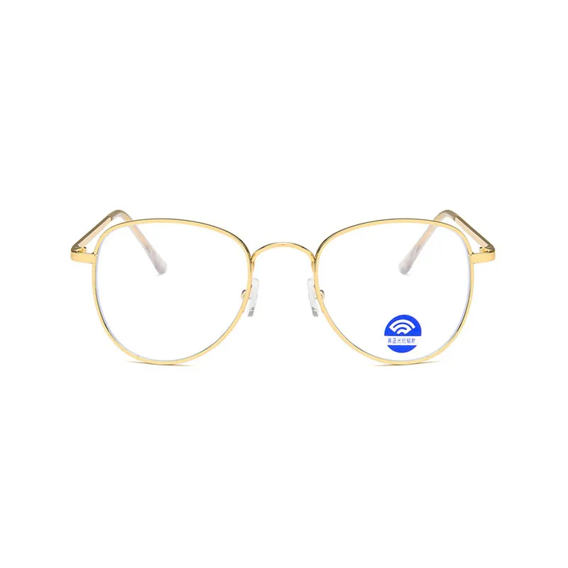 

SEEMFLY Computer Round Frame Print Glasses Women Rays Radiation Eyewear Frames Metal Unisex Anti Blue Light Glasses Men Optical