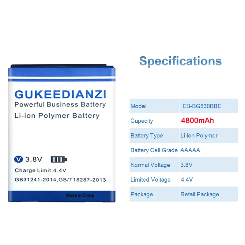 Аккумулятор GUKEEDIANZI для телефона Samsung Galaxy Grand Prime J3 J5 SM G530 G530H J500 4980 мАч сменный
