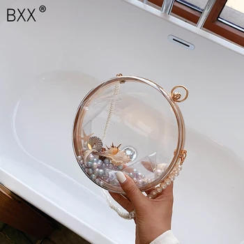 

[BXX] PVC Transparent Chain Flap Bags For Women 2020 Summer Elegant Travel Luxury Crossbody Shoulder Handbags and Purses HN312