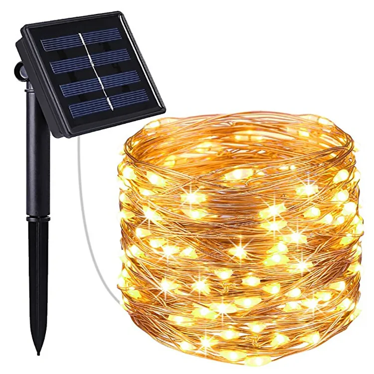 

LED Eight Mode Solar-powered String Lights 12 M 100 Lamp Copper Lamp LED Colored Lamp Courtyard Waterproof Lighting Chain Christ