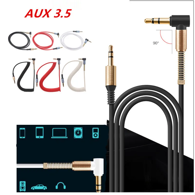 3.5 Jack Aux Cable 3.5mm Car Spring Audio Cable Gold Plated jack male to male speaker cables for Headphone Speaker audio cable audio speaker cable