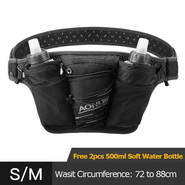 AONIJIE Для мужчин Для женщин для бега, пояс для воды сумка на поясном ремне на длинные дистанции для бега, езды на велосипеде поясная сумка для мобильного телефона держатель для 500 мм, бутылки для воды - Цвет: SM Black