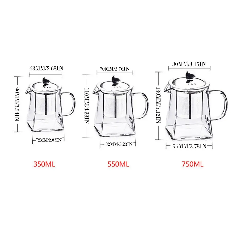 Термостойкое стекло, фильтр из нержавеющей стали, чайник, квадратный цветочный чайник, высокотемпературный стеклянный чайный набор
