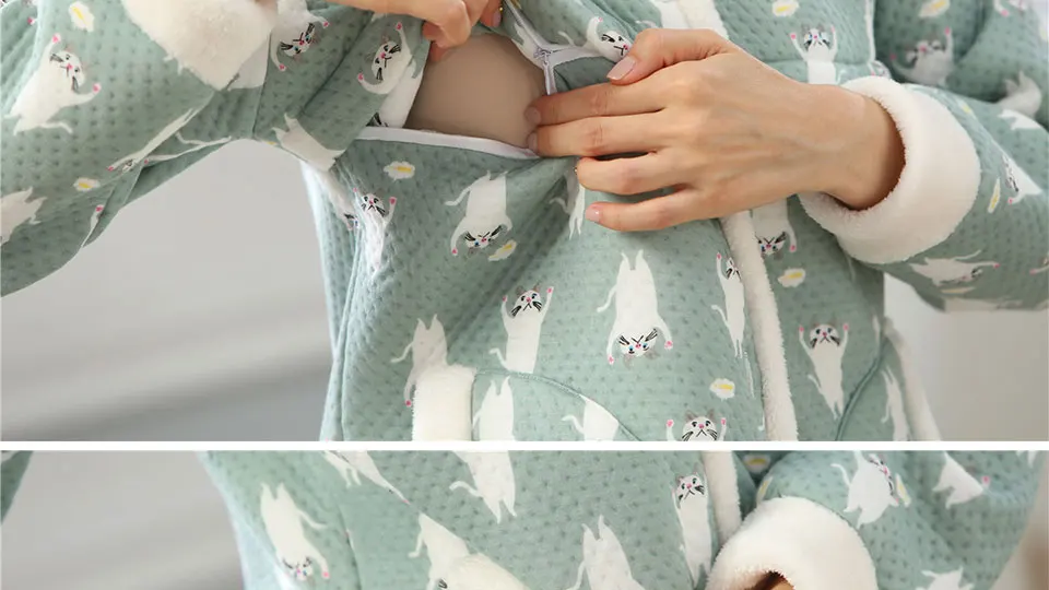 Корейская мода для беременных пижамный комплект с героями мультфильмов на открытом воздухе униформа медсестры сна, Пижамный костюм для детей Зимний Беременность одежда нижнее белье, одежда для сна