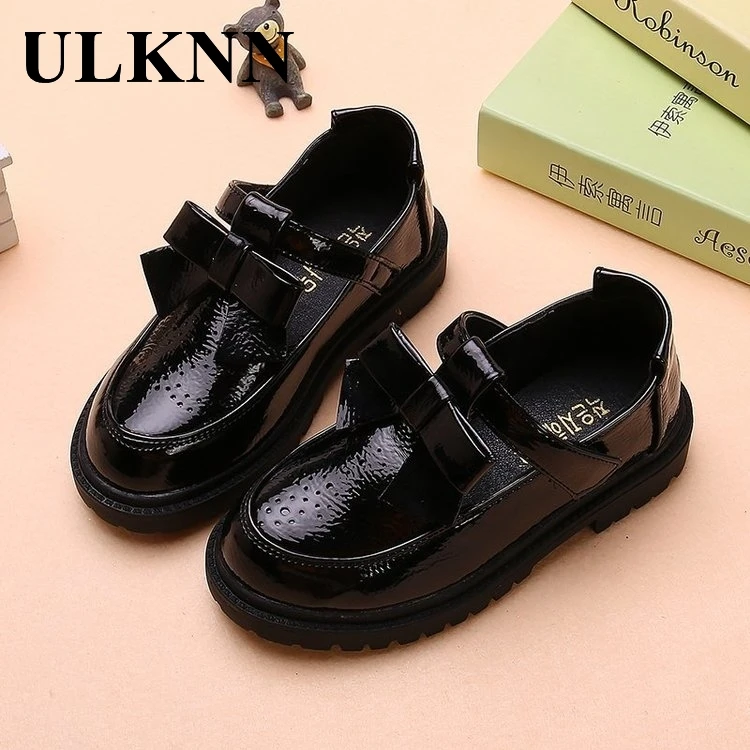 ULKNN Leather Shoes For Girls Footwears Princess Style Children's Fashion Bow Autumn Kid Soft Bottom