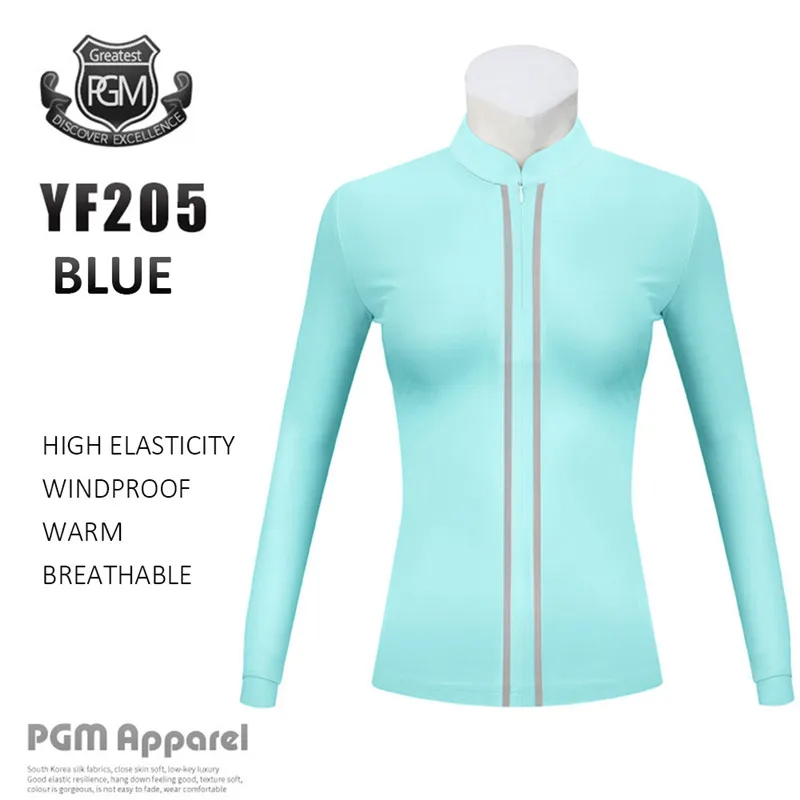 PGM golf Блуза женская рубашка одежда для гольфа женские Топы футболка с длинным рукавом воротник стойка приталенная Повседневная рубашка для гольфа - Цвет: blue