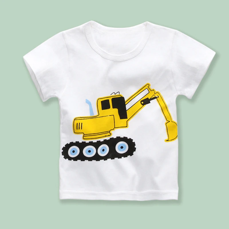 White Animal Print Casual T Shirt For Boys Girls Clothing Summer Cotton Short Sleeve Tee Shirts Baby Kids Tops Cartoon Tee (3) - 副本