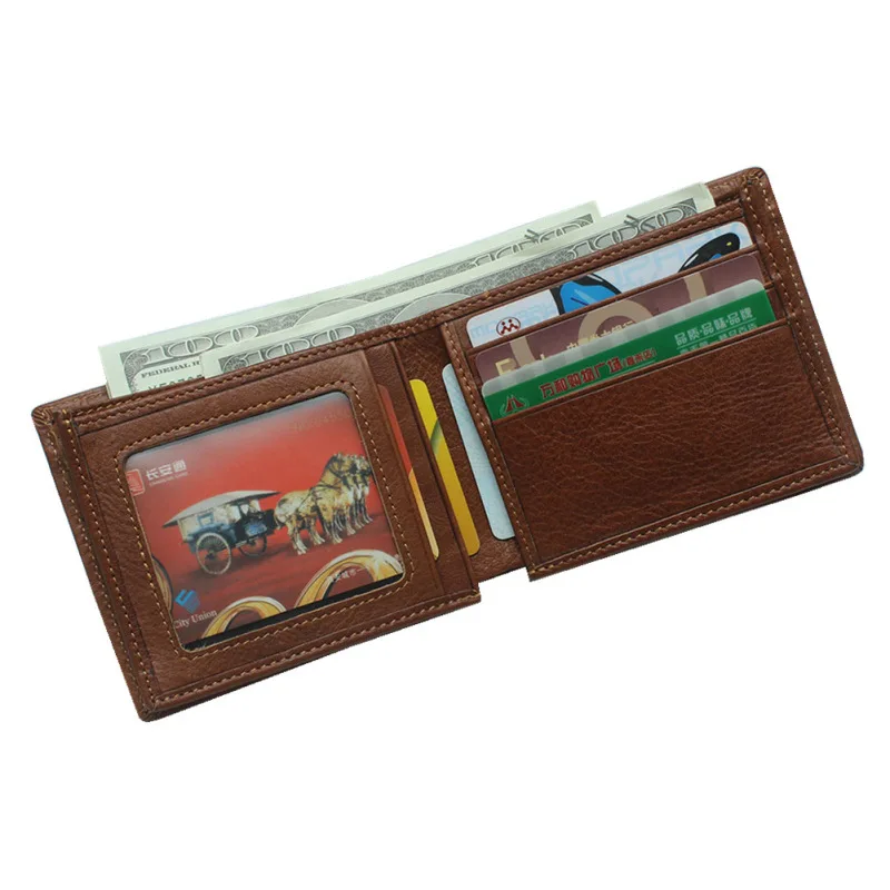 

Shi cegar xin Retro MEN'S Wallet Oil Skin Multi-functional Leather Wallet Short 2-Fold Full-grain Leather Short Wallet