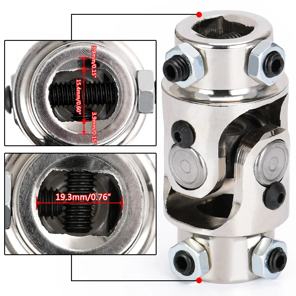 3/4" DD x 3/4" DD Nickel Plating Single Steering Shaft Universal U Joint Total Length 83mm (3-1/4") HT-SJS01 linear shaft rod,rod end bearings