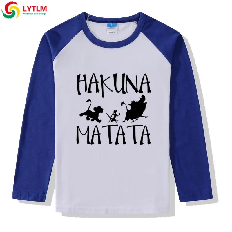 LYTLM XXX/Детская рубашка топ с длинными рукавами и принтом «хакуна матата», «Король льва», футболка для девочек, футболка аниме «Пумба», детская одежда, Koszulki Meskie