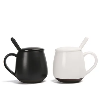 

Creative Ceramic Cup Coffee Cup Mug with Lid Spoon Large-Volume Breakfast Milk Drinking Cup Coffee Cup Travel Travel Mug Coffee