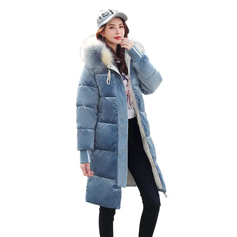 

Women's Winter Jacket Hooded Cotton Padded Long Coat 2019 New Female Korean Loose Thick Plus Velvet Winter Cotton Clothing f1825