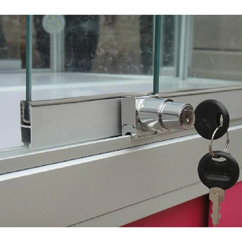 

2 Keys Display Showcase Drawer Glass Cabinet Counter Sliding Door Lock Set