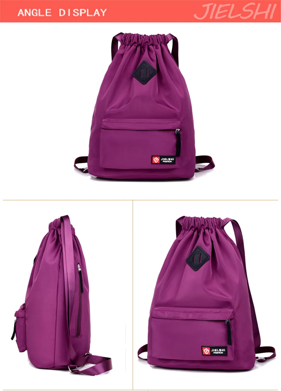 Outdoor Sports Running Large Capacity Drawstring Backpack Men And Women Swimming Fitness Waterproof Soft Back Backpack Gym Bag