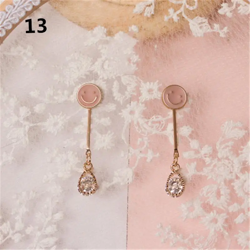 Милые ювелирные изделия в стиле Лолиты; розовые серьги принцессы с сердечками для девочек; японские серьги ручной работы; зимние кавайные серьги-гвоздики ручной работы - Окраска металла: 10