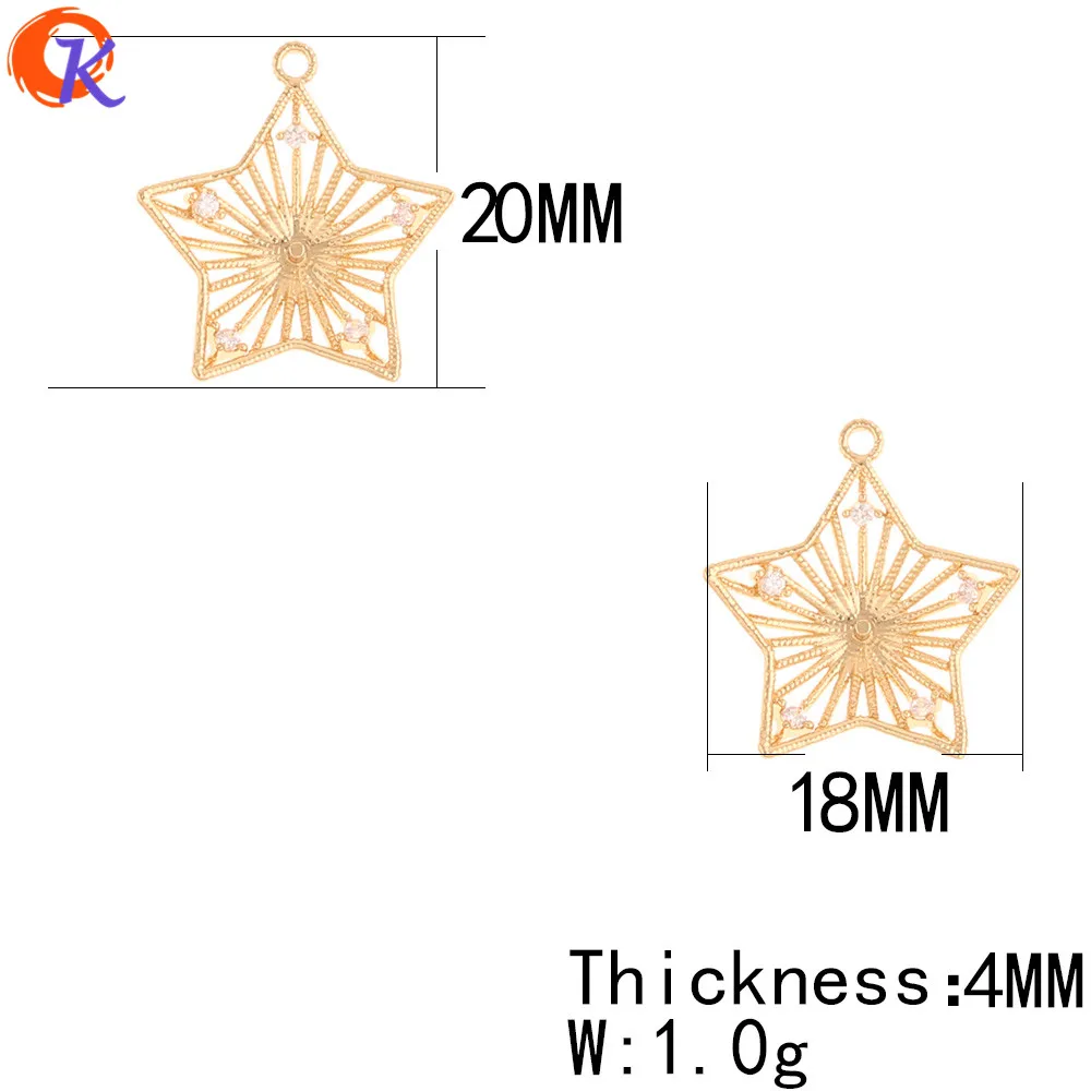 Cordial дизайн 20 шт 18*20 мм ювелирные аксессуары/циркониевые бусины/звезда форма/ручная работа/ПОДЛИННОЕ золотое покрытие/DIY