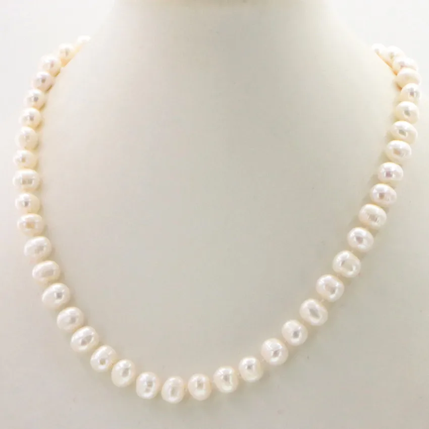 Stainless Steel 16in Polished Wishbone w//Freshwater Cultured Pearl Necklace