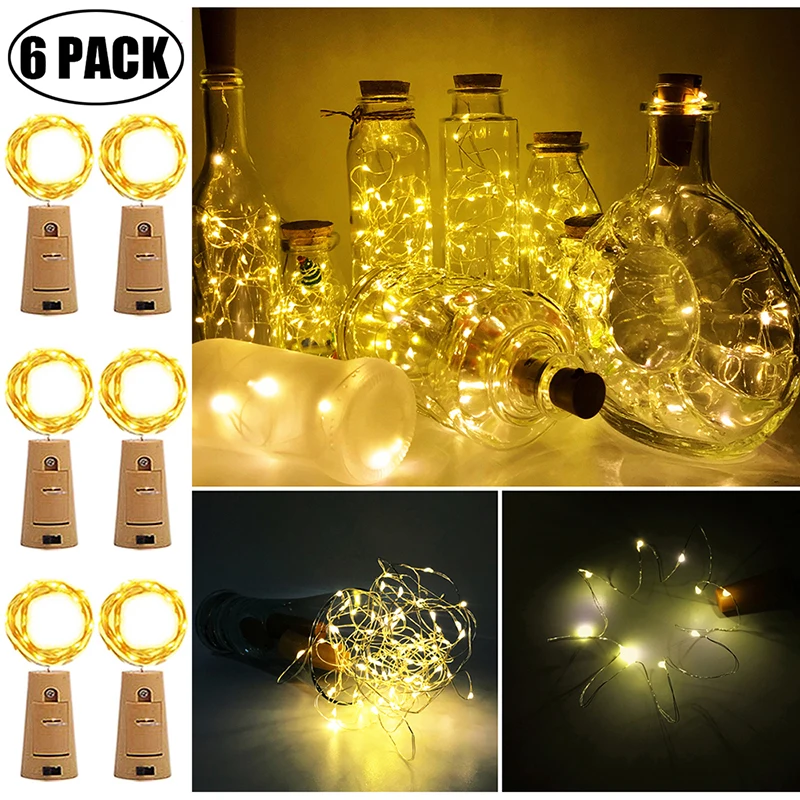

Wine Bottle Lights with Cork Battery Operated Cork Fairy Light 10LED String Lights for DIY Bedroom Christmas Decor Warm White