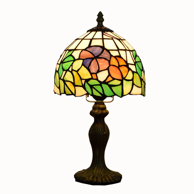 $US $132.00 American Creative Pastoral Tiffany Colored Glass Living Room Dining Room Bedroom Bedside Small Table Lamp 20cm8 Inches