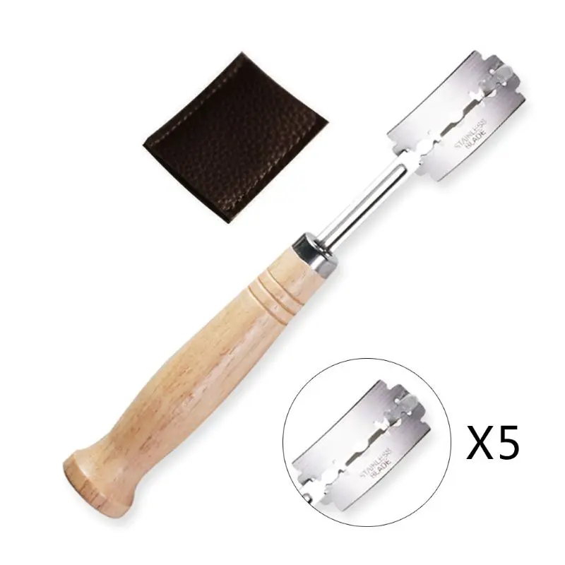 

Specialty Bread Arc Curved Knife Wood Handle 5Pcs Replacement Blades Western Baguette Cutting French Toast Bagel Cutter Cake