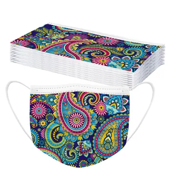 

10/20/0/50/100pc Disposable Adult Mask Cashew Flowers Print Windproof Foggy Haze Pollution Face Mouth Masks Face Sheild Masque