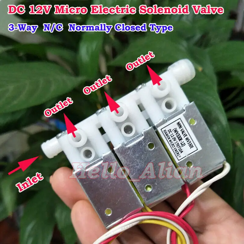 DC12V 4-Way Micro DC Electric Solenoid Air Valve N/C Normally Closed Air Control 