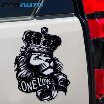 

One Love Lion Crown graphic High Quality Animal Car Sticker DIY Decor Vinyl Car Sticker Decal 16.5*11.2CM Cartoon Car Sticker