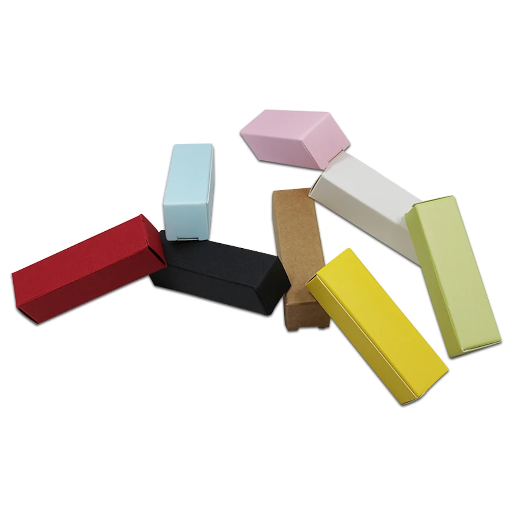 

100PCS/ Lot kraft Paper Cardboard Foldable Package Boxes Essential Oil Perfume Sample Wed Box for Lipstick Cosmetic Storage