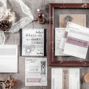 

30 Sheets Vintage Writable Memo Sheet Simple Grid Drafy Decorative Memo Pad DIY Scrapbooking Diary Journal Material Decoration