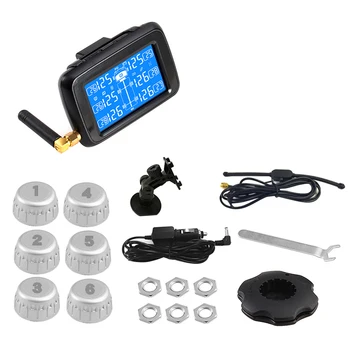 

CAREUD U901 Auto Truck TPMS Car Wireless Tire Pressure Monitoring System with 6 External Sensors Replaceable Battery