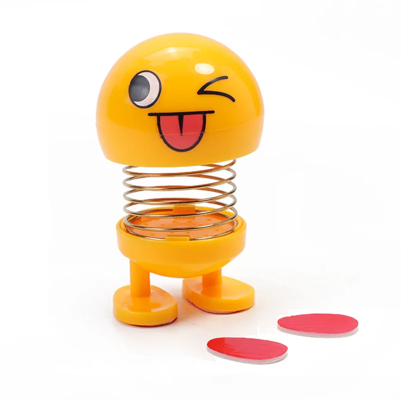 New shaking head toy car accessories doll cute cartoon funny expression shaking head robot cute car dashboard decoration car