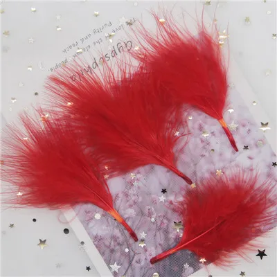 red 50pcs Куриное перо с перьями индейки пушистые пары 4-6 дюймов 10-15 см красивый натуральный красочный шлейф для рукоделия отделка 50 шт - Цвет: red 50pcs