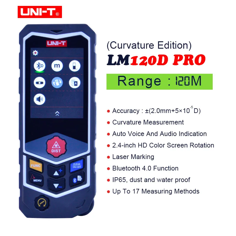LM120D PRO-120M UNI-T LM80D PRO/LM120D PRO лазерное расстояние колесо измерителя Тип дальномер Лазерная электронная линейка/голосовое чтение с Bluetooth - Цвет: LM120D PRO-120M